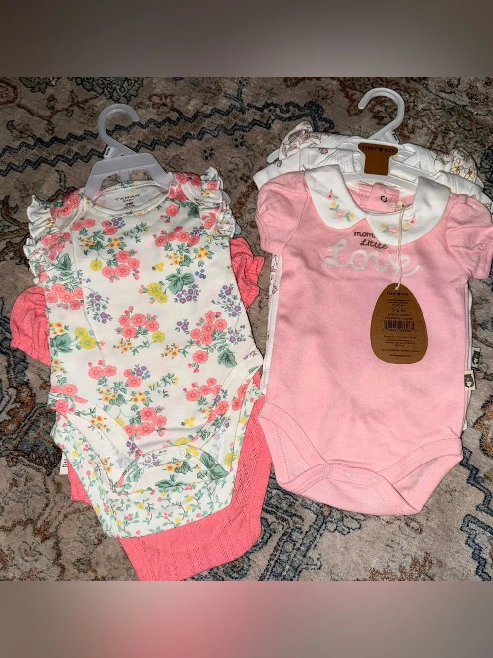 Infant sz 0/3 mo Floral & Pink Bodysuit Set & Lot - Soft Cotton Baby Onesies